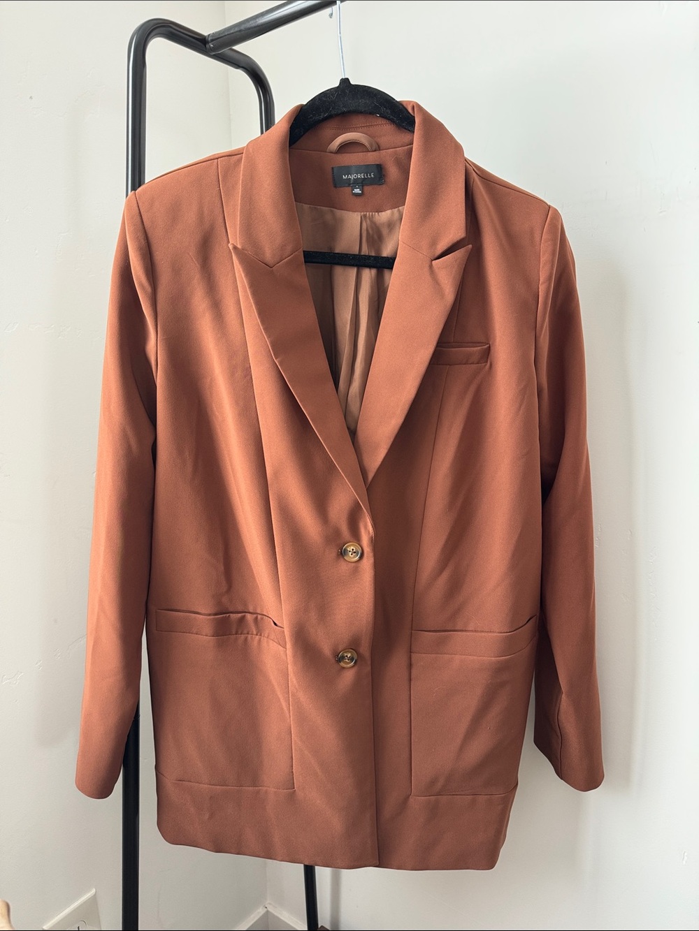 Rust Brown Single-Breasted Blazer